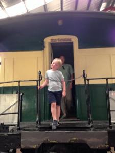 Happy with his trains.