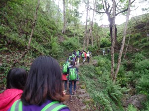 Hiking up to the school