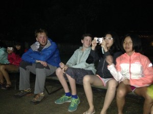 Watching each other perform.