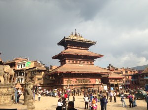 Wandering around in the city.