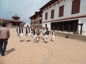 A group of musicians in traditional dress.